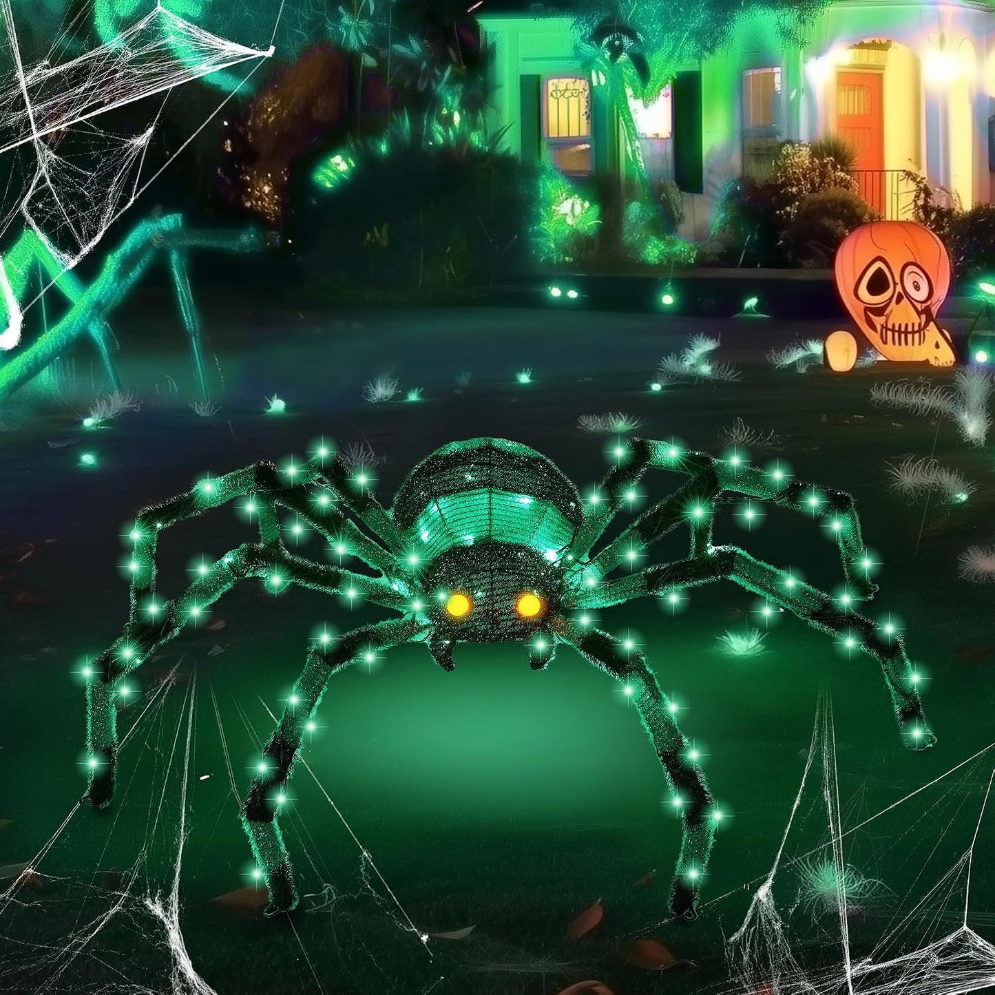 Araña gigante de 4.2 pies para decoración de Halloween al aire libr...