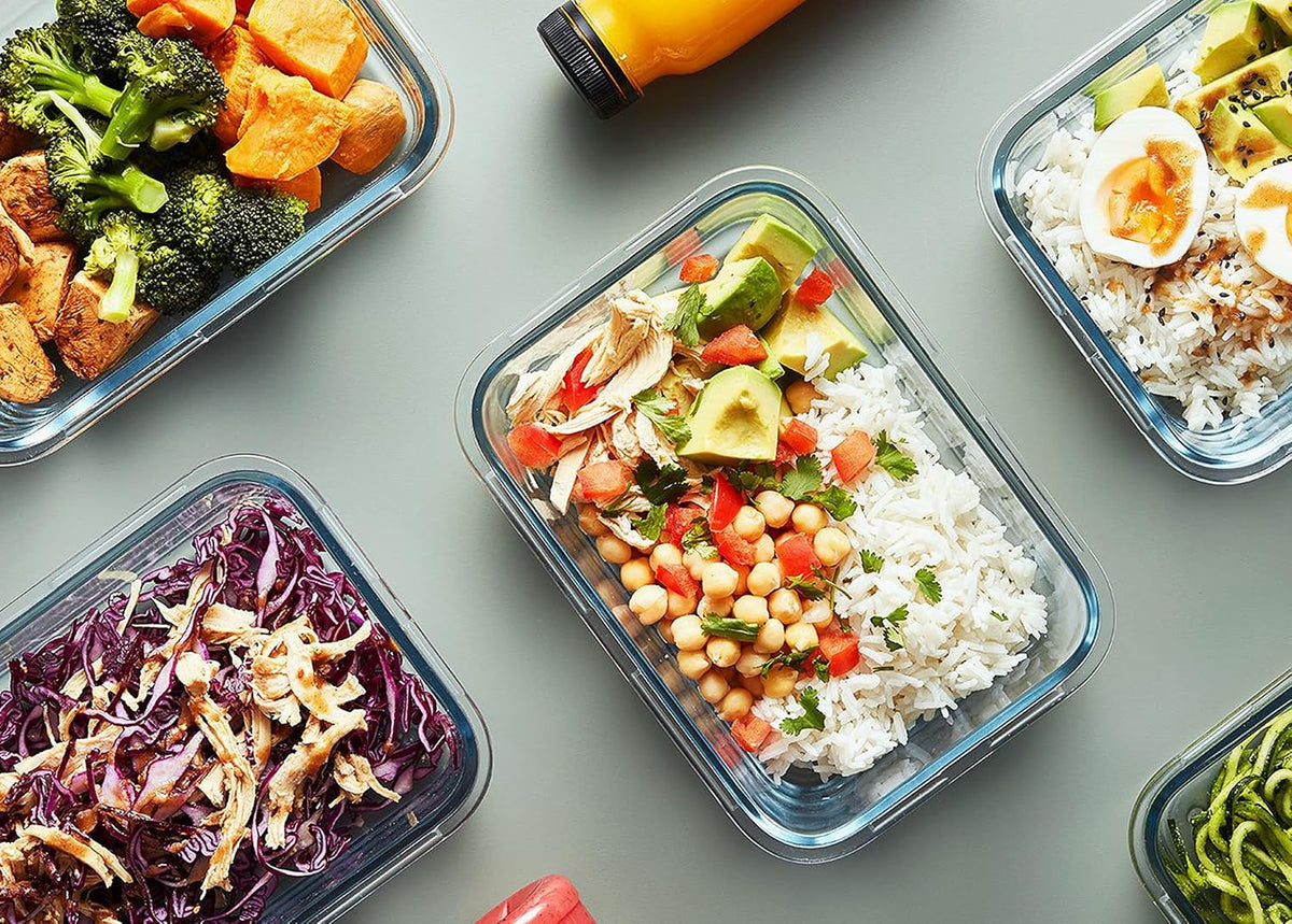 [Paquete de 10] Contenedores de vidrio para preparación de comidas...
