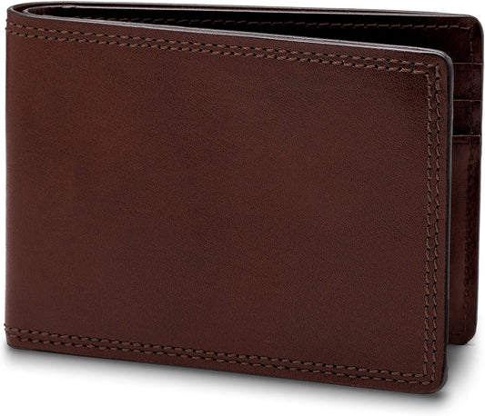 Bosca Billetera pequeña de cuero plegable para hombre, Marrón oscur...