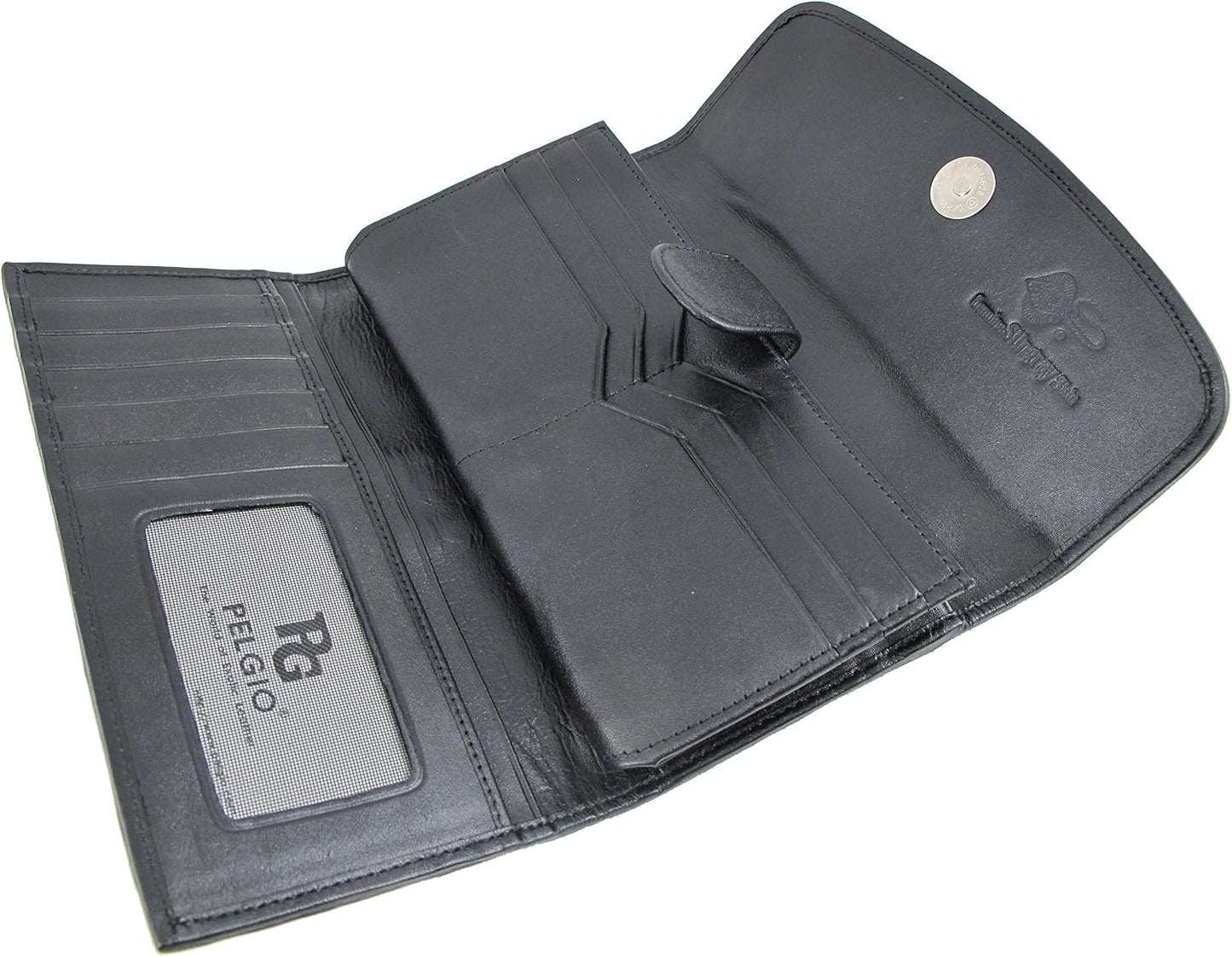Pelgio Cartera de embrague triple de piel de Stingray genuino para...