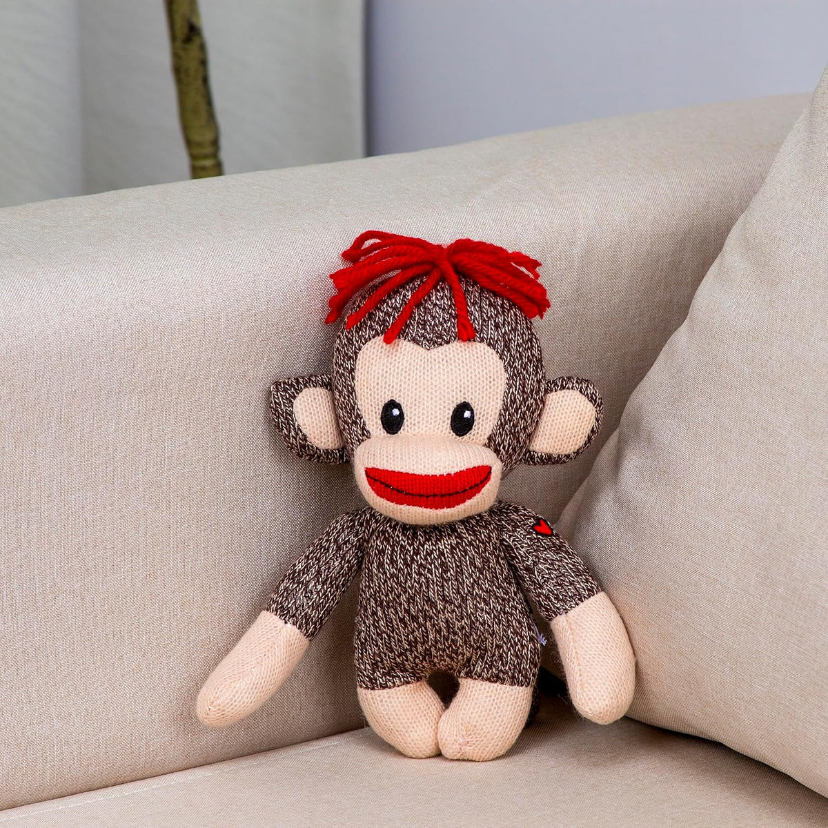 Plushland Original Mono Curioso Marrón de Calceti, Tejido a Mano, J...
