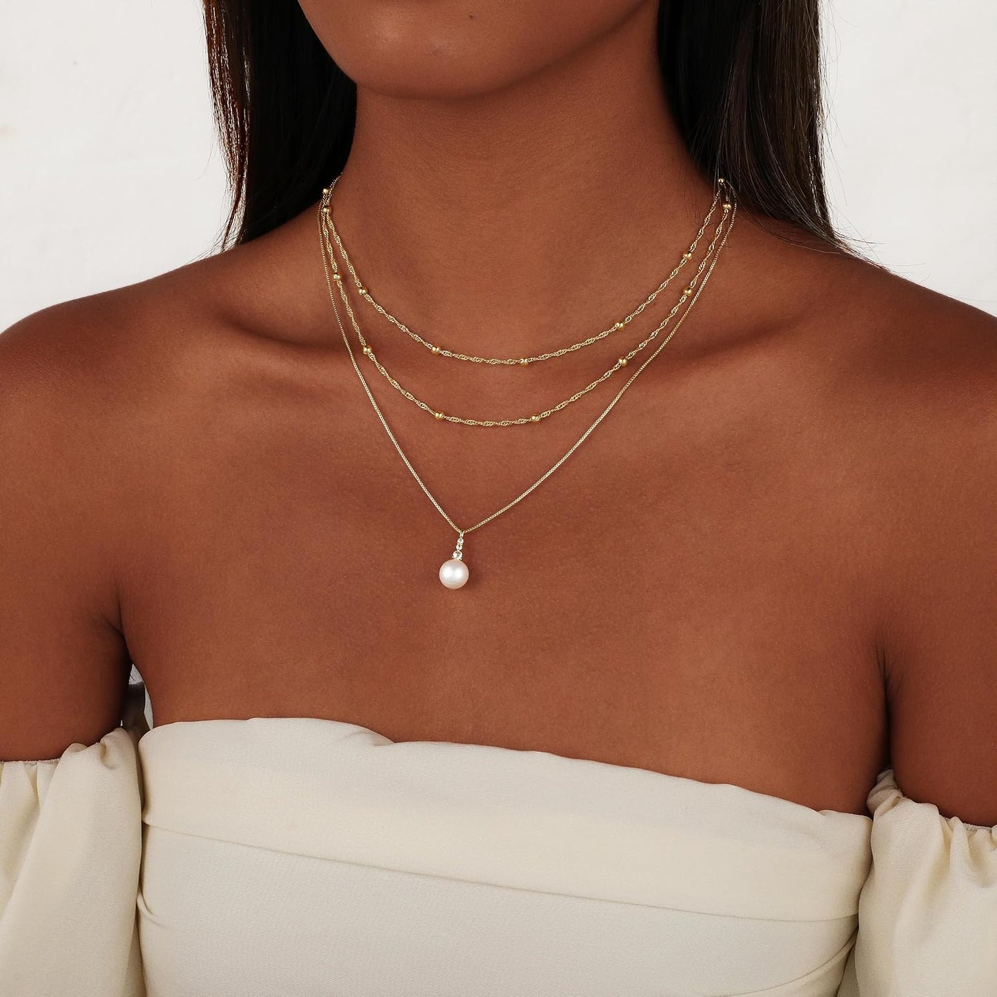 CAROVO Collar en capas de oro\/plata para mujer, chapado en oro\/pl...