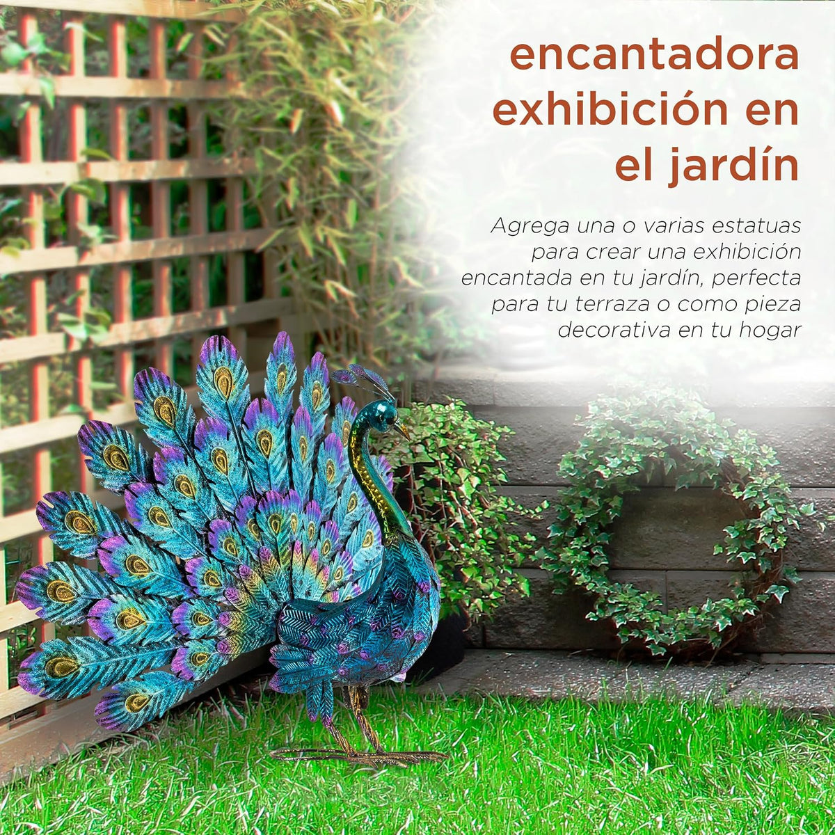 Alpine Corporation JUM232 - Estatua de metal de pavorreal para exte...