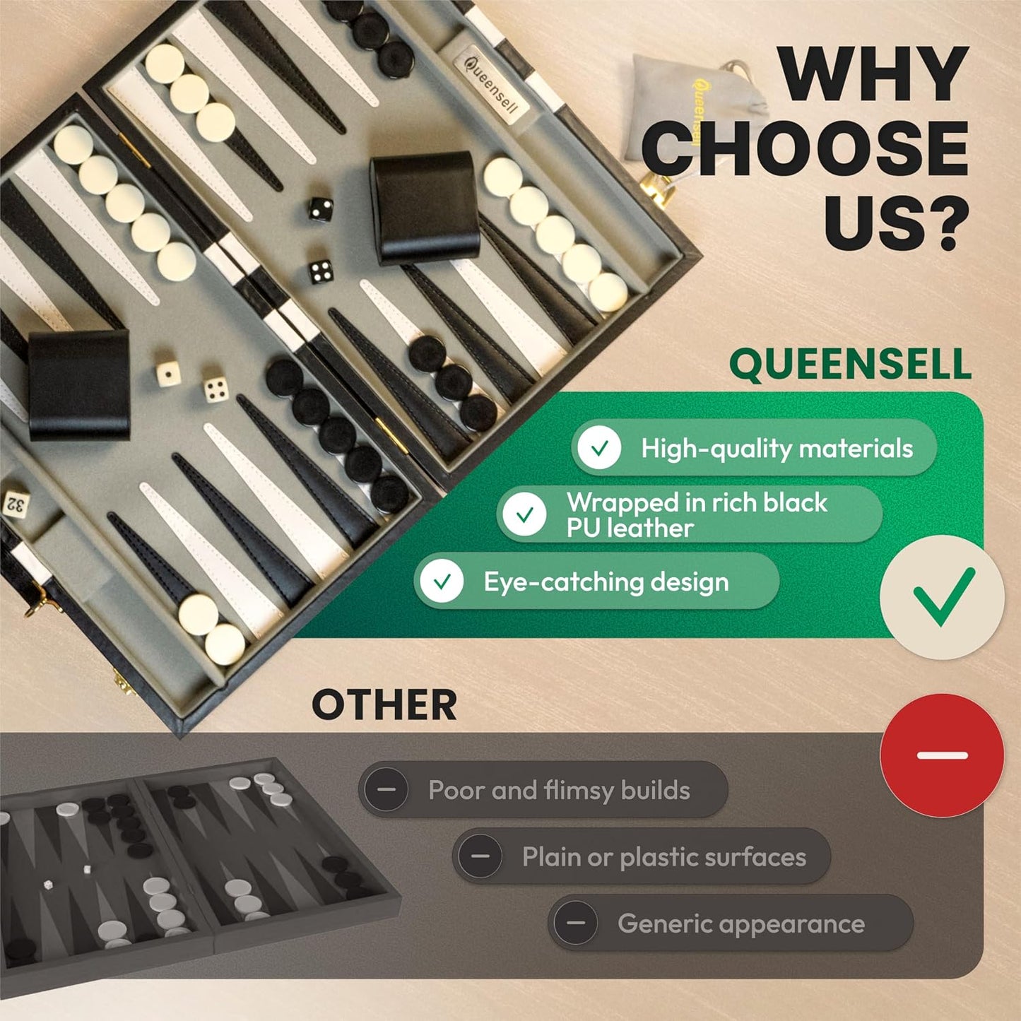 Juegos de backgammon para adultos \u2013 Juego de mesa de cuero PU...