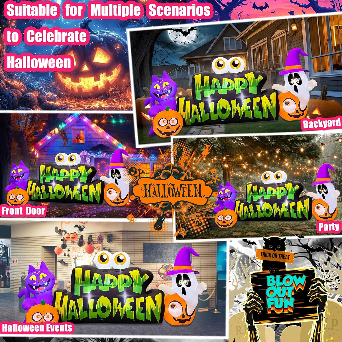 BLOWOUT FUN - Pancarta inflable de Halloween de 10 pies con diseño...