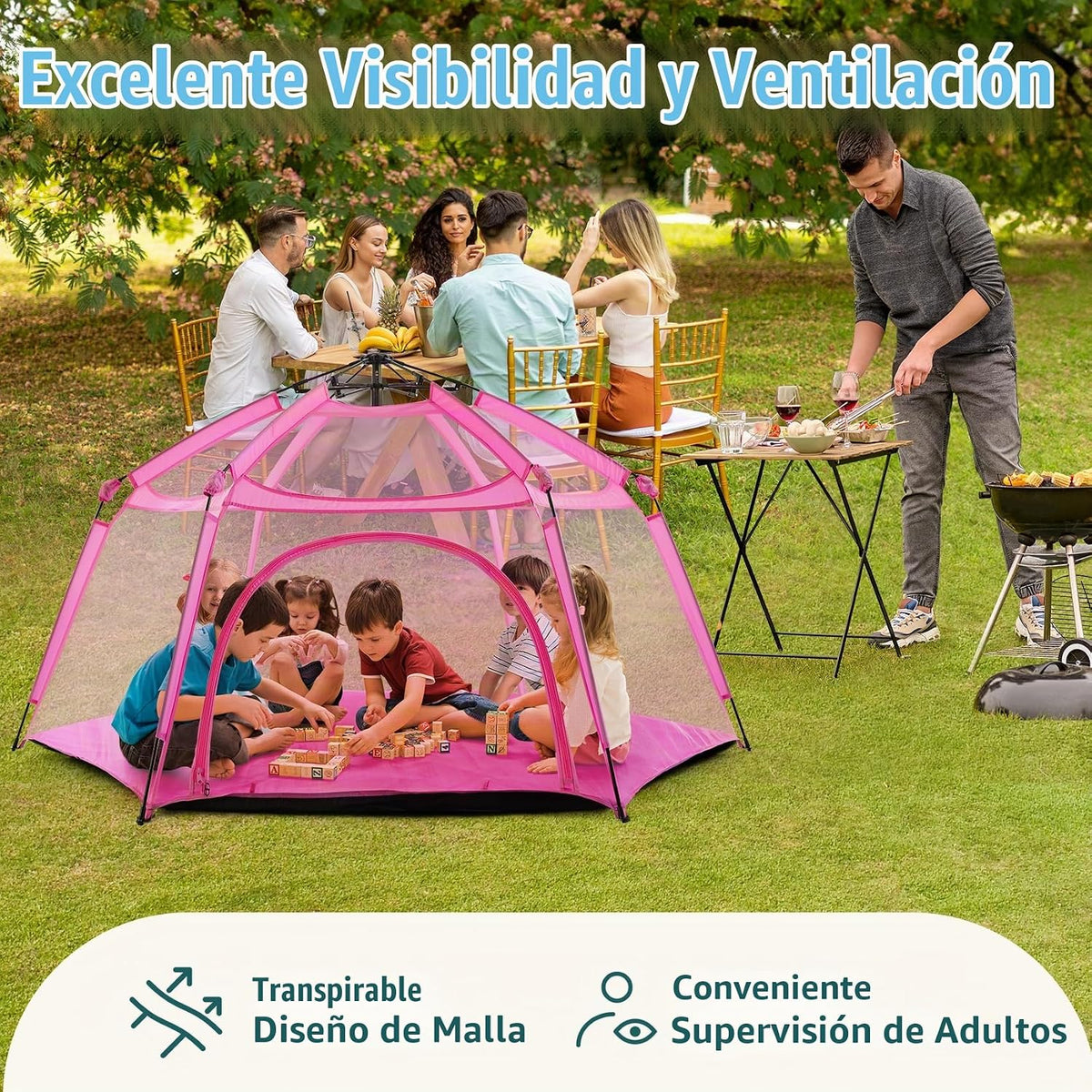 Alvantor® Corralito Pop Up de 84 x 84 x 44 pulgadas portátil para b...
