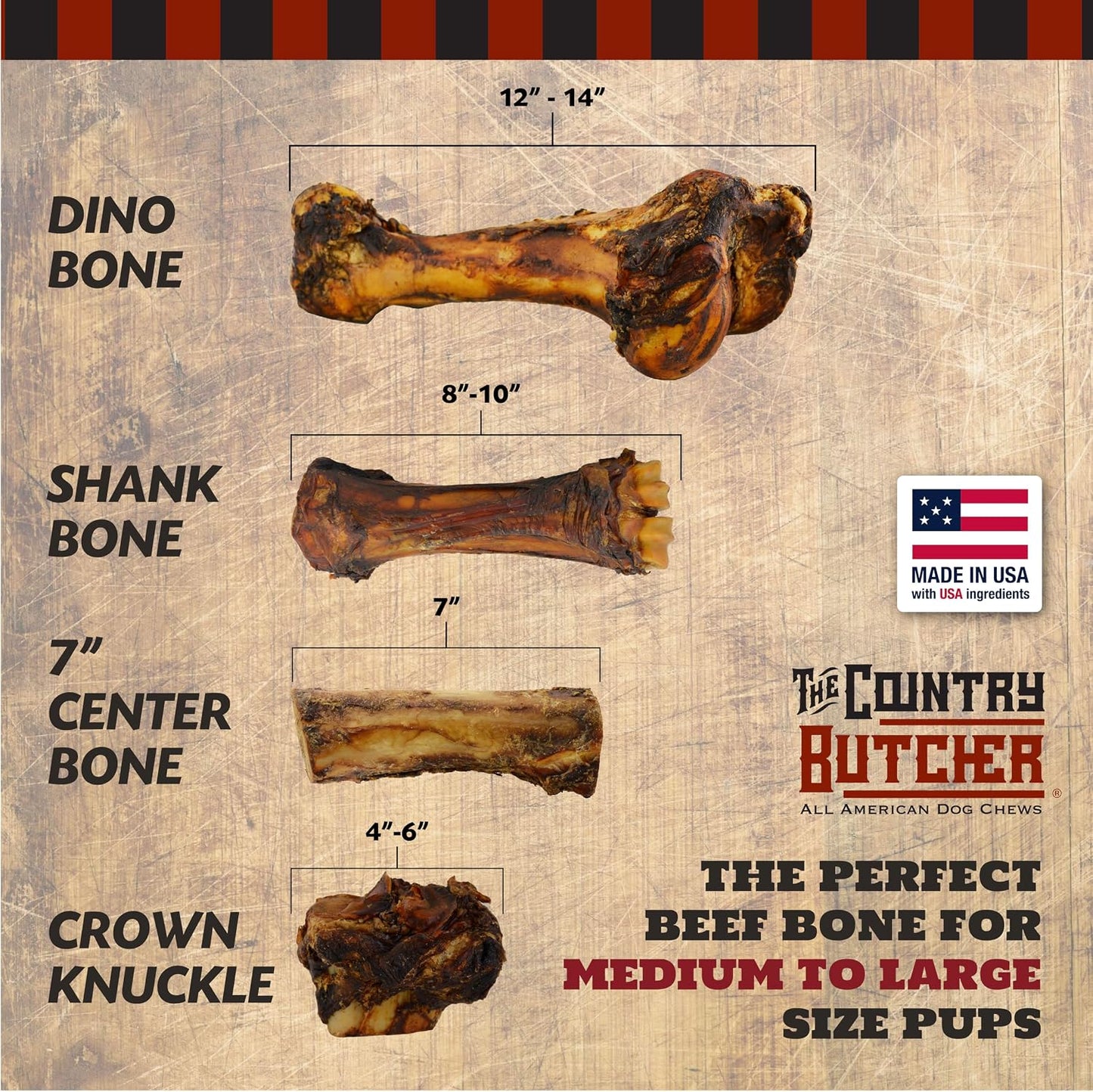 THE COUNTRY BUTCHER Crown Knuckles - Huesos de perro de carne de re...