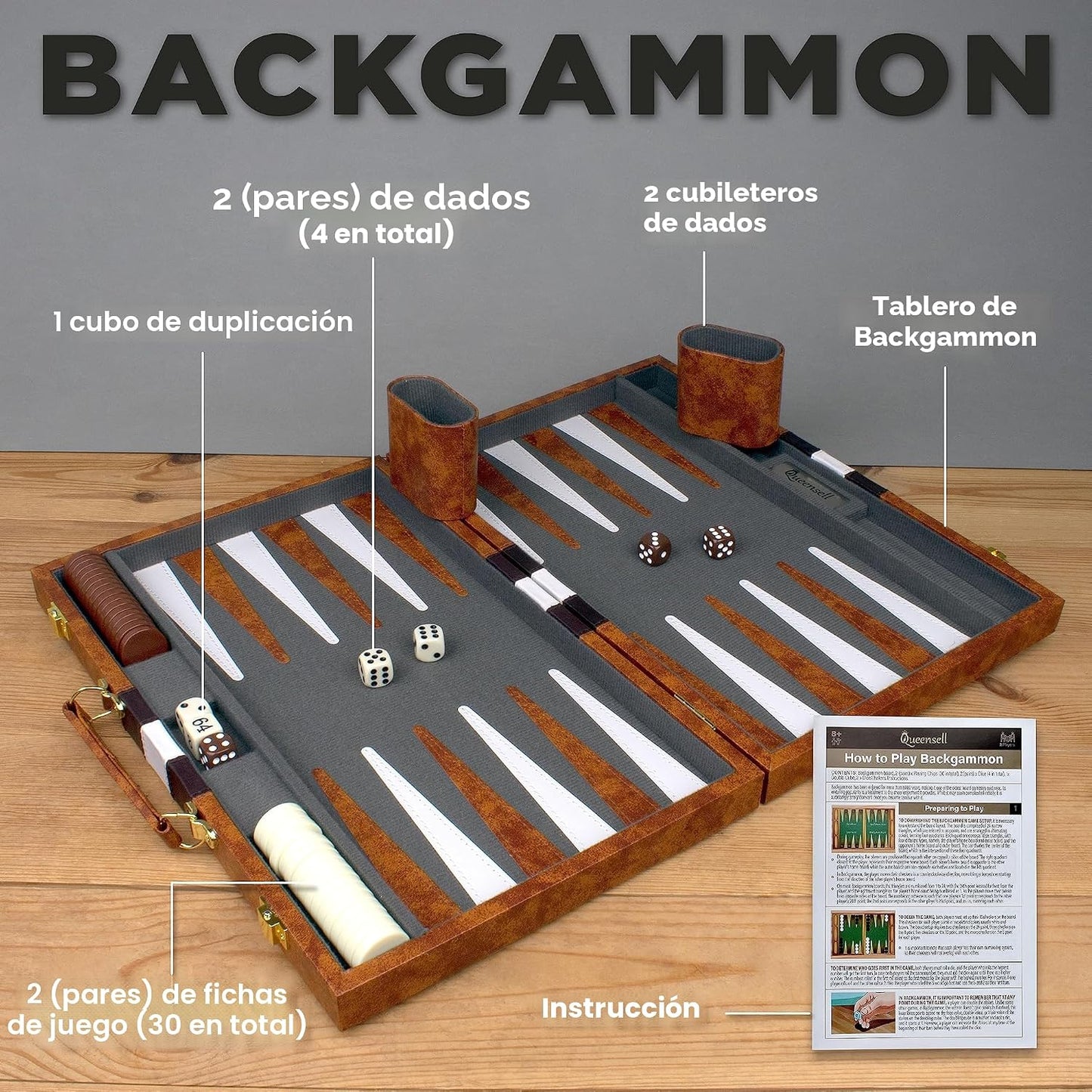Juegos de Backgammon Grandes para Adultos - Juegos de Mesa Clásicos...