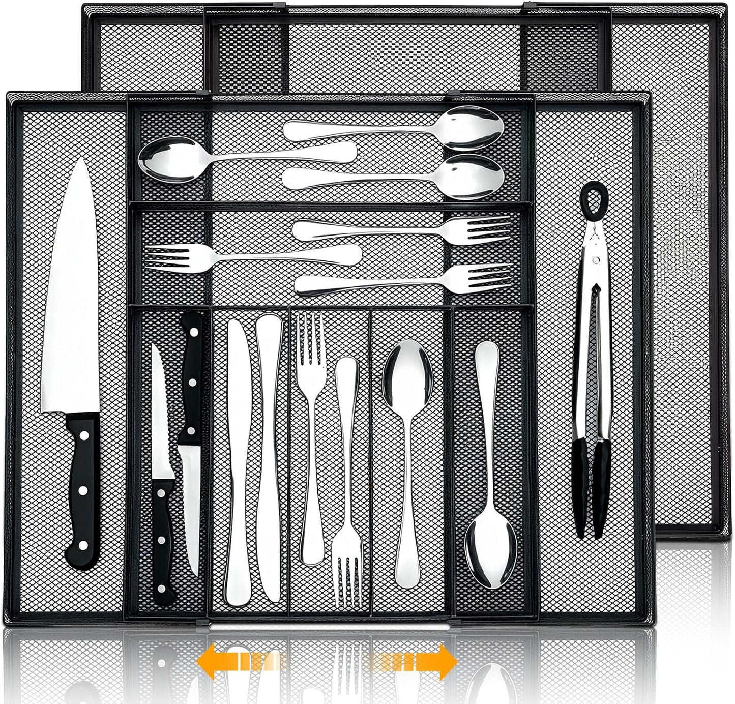 Fiwochic Organizador de cubiertos para cajones de utensilios, malla...