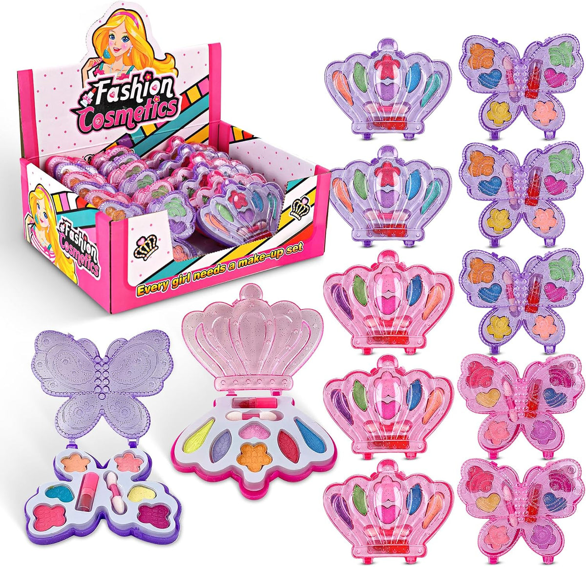 Kit de maquillaje para niños para niñas, estuche de paleta de cosmé...