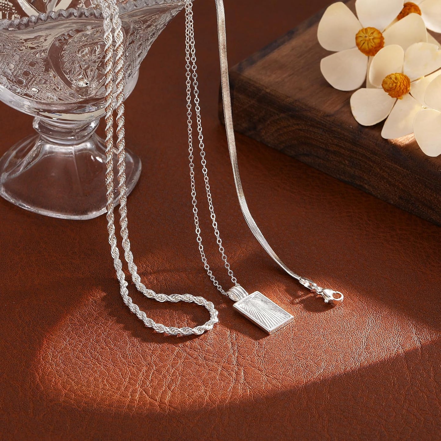 CAROVO Collar en capas de oro\/plata para mujer, chapado en oro\/pl...