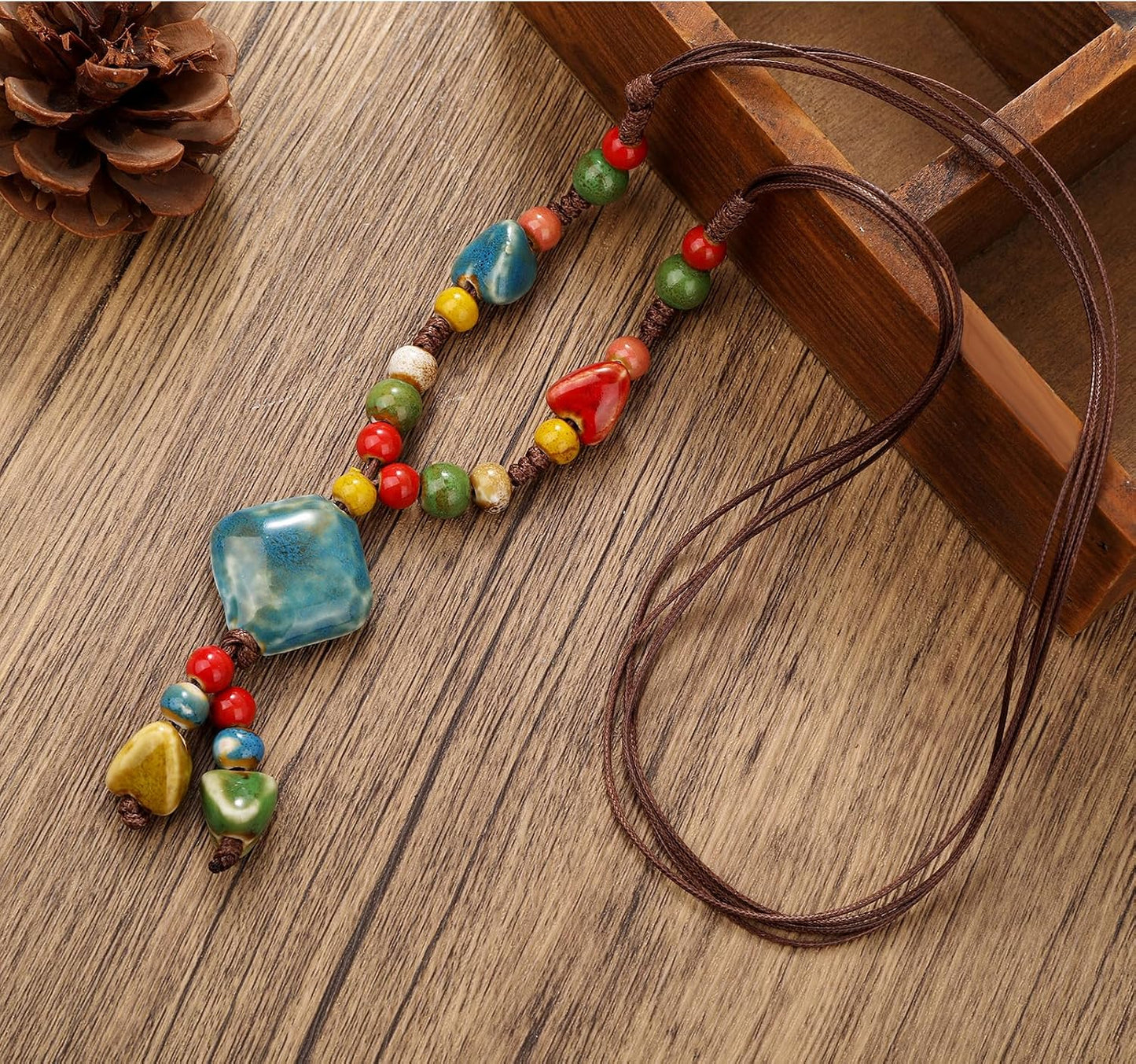 DS Collar de Cuentas Boho para Mujeres\u2013Cuentas Coloridas de Ce...