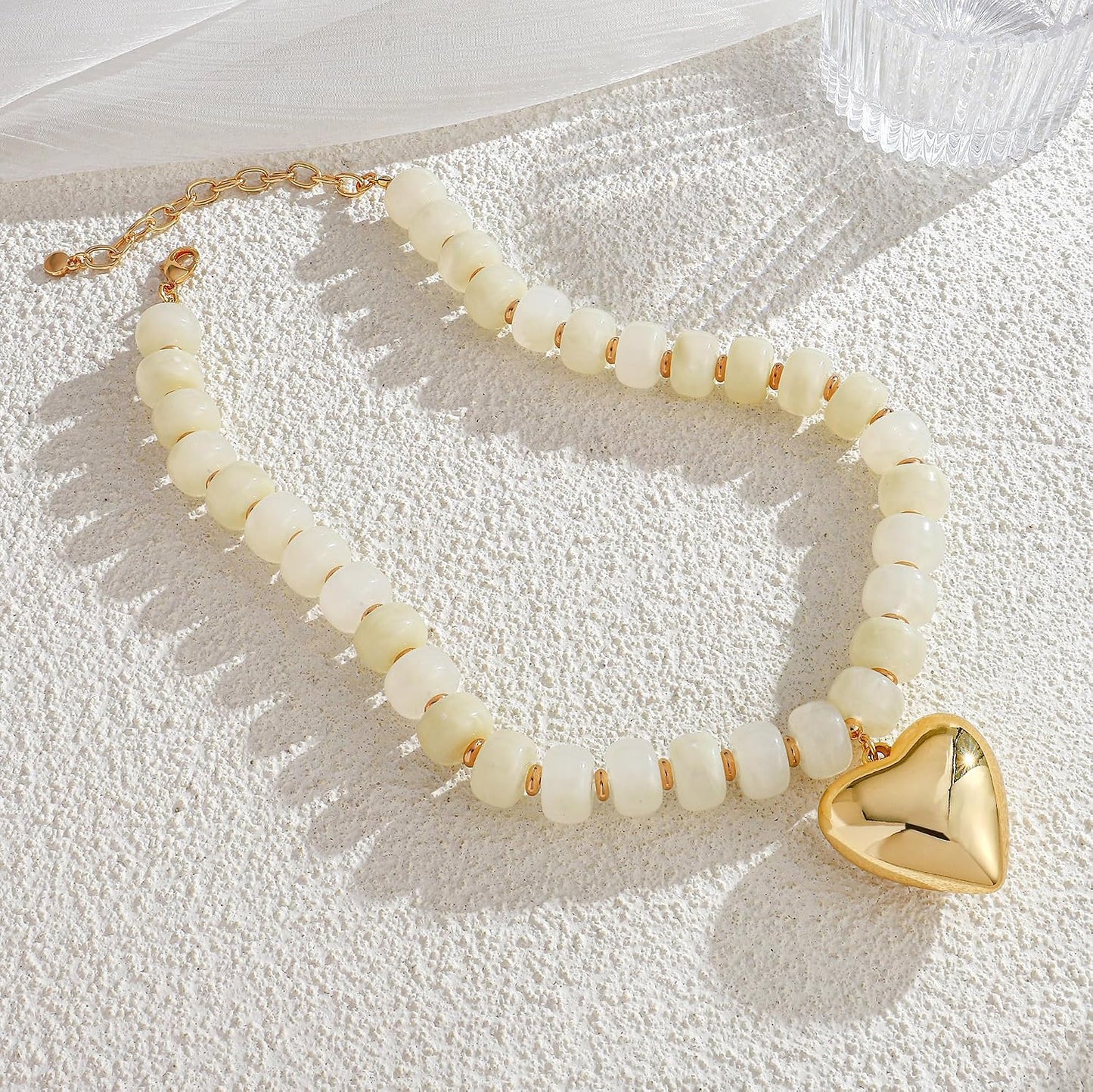WOWORAMA Collares de corazón grueso para mujer, gargantilla de resi...