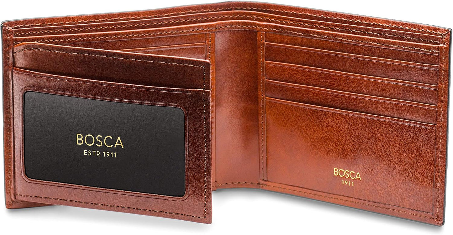Bosca Bifold para hombre con tarjeta\/solapa de identificación, Ámbar