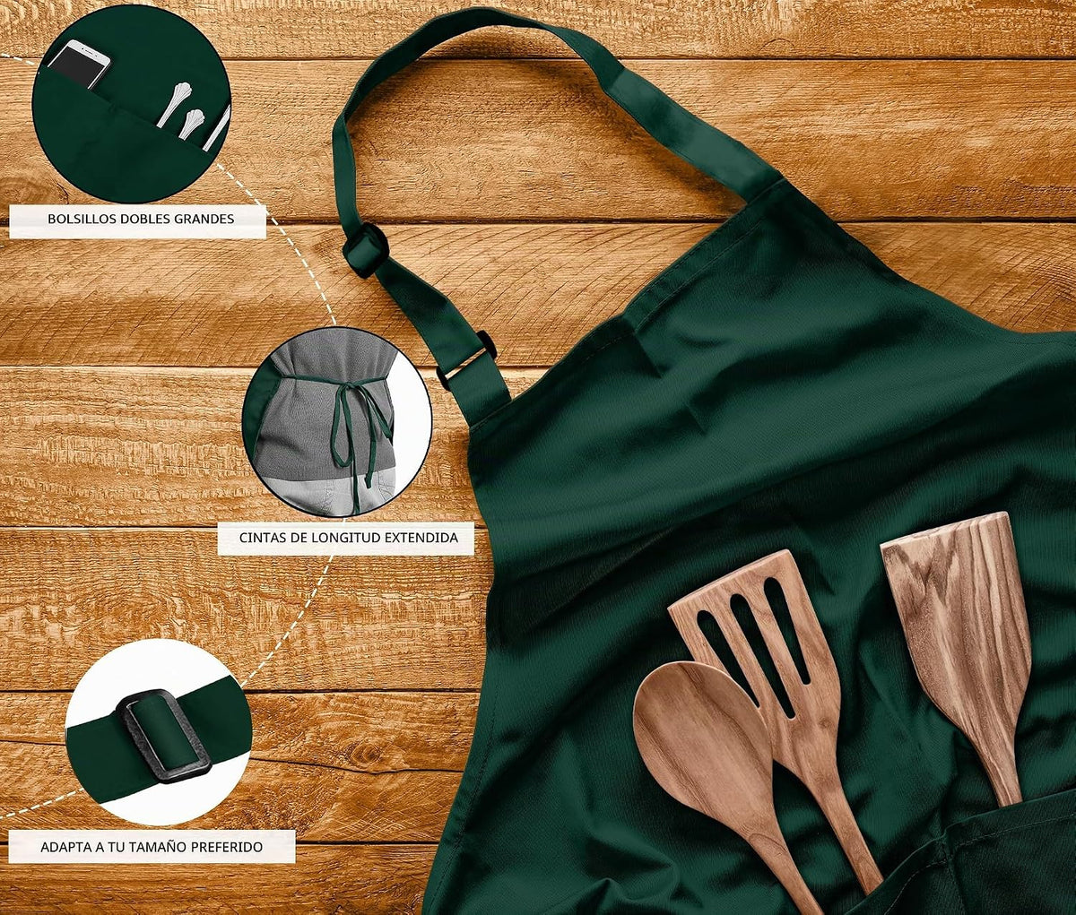 Utopia Kitchen Paquete de 10 delantales ajustables con 2 bolsillos...
