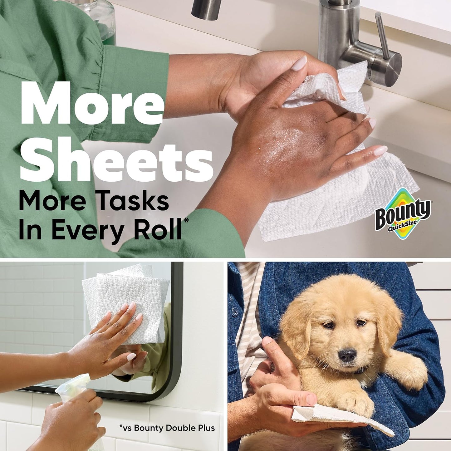 Bounty Quick-Size - Toallas de papel, paquete familiar de 8 rollos...