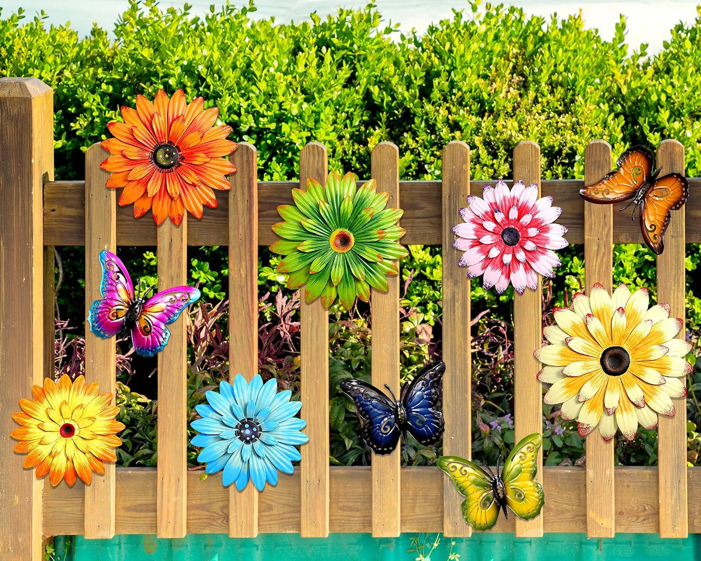 Gisafai Paquete de 10 decoraciones de pared de metal con flores par...