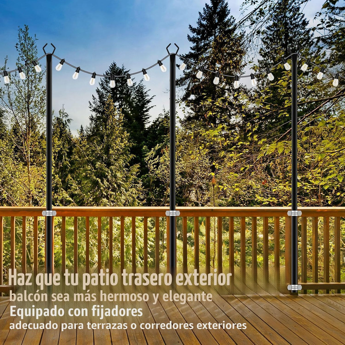 Paquete de 4 postes de luz de cadena de 10 pies, postes de luz para...