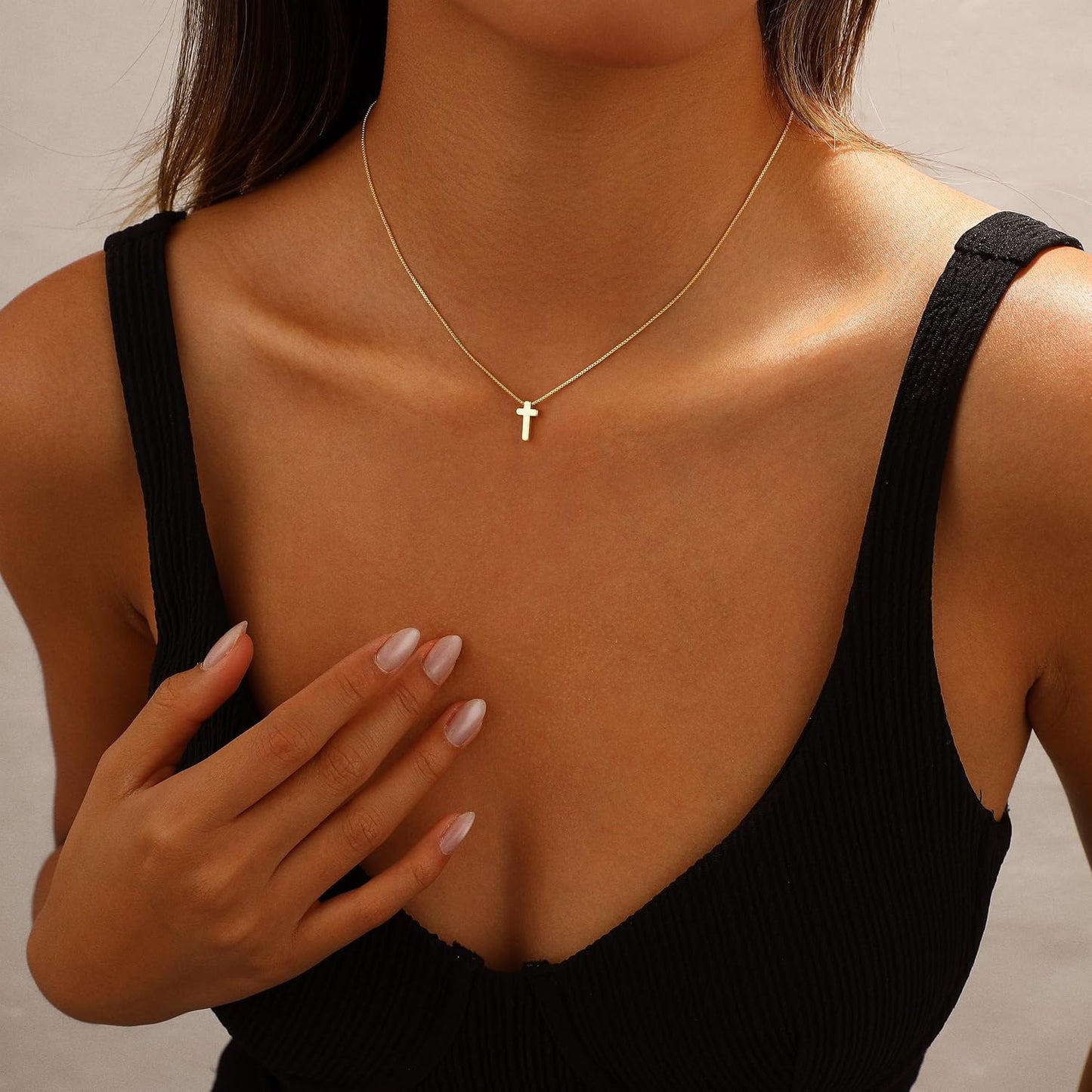 JIKASI Collar de cruz para mujer, chapado en oro o plata de 14 quil...