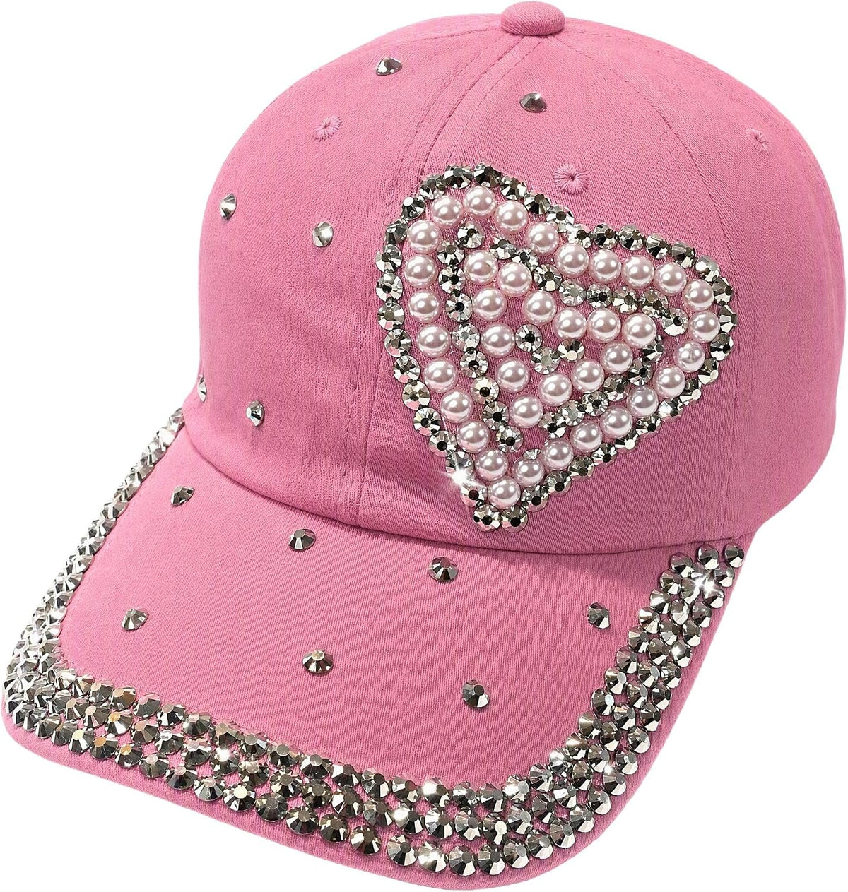 Popfizzy Sombrero de diamantes de imitación de corazón de perlas pa...