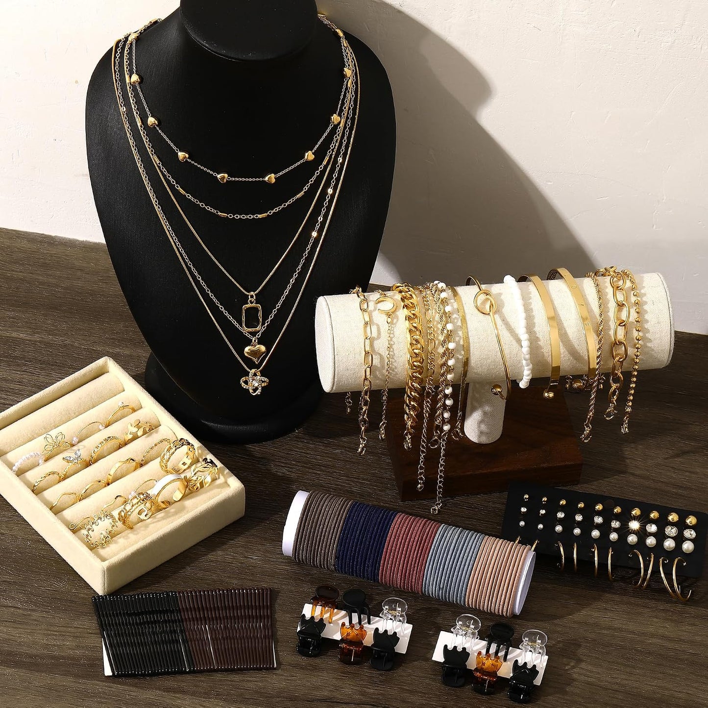 FAXHION Juego de joyas de oro para mujer, 68 piezas, con 7 collares...
