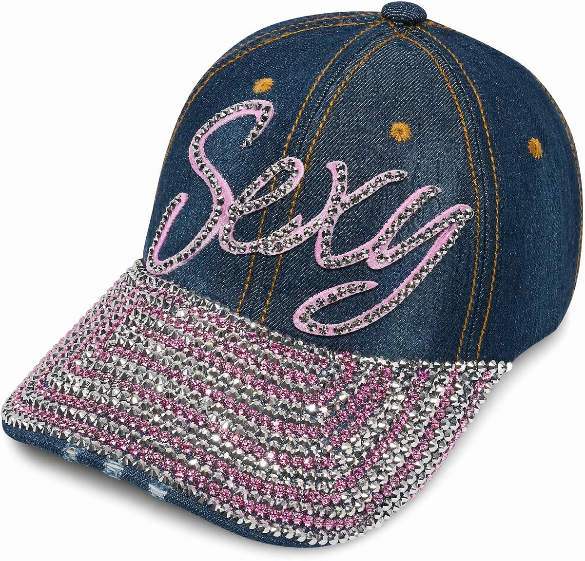 Sombrero deslumbrante para mujer, sombrero con diamantes de imitaci...