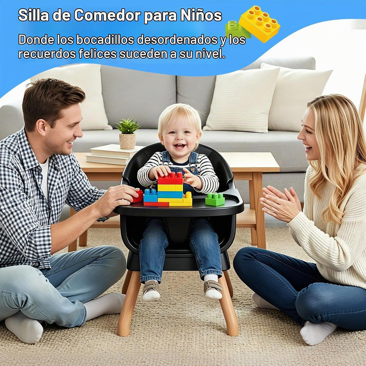 Silla alta 6 en 1 para bebés y niños pequeños, silla alta para bebé...