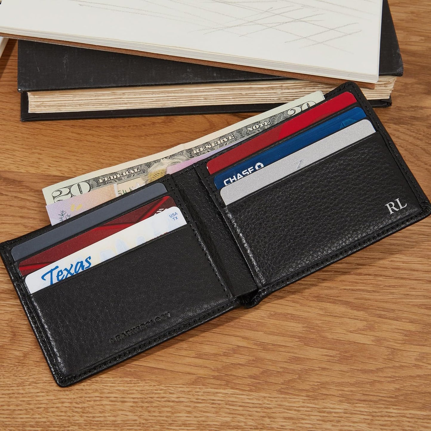 Leatherology Cartera Bifold Delgada para Hombres \u2013 Cartera Del...