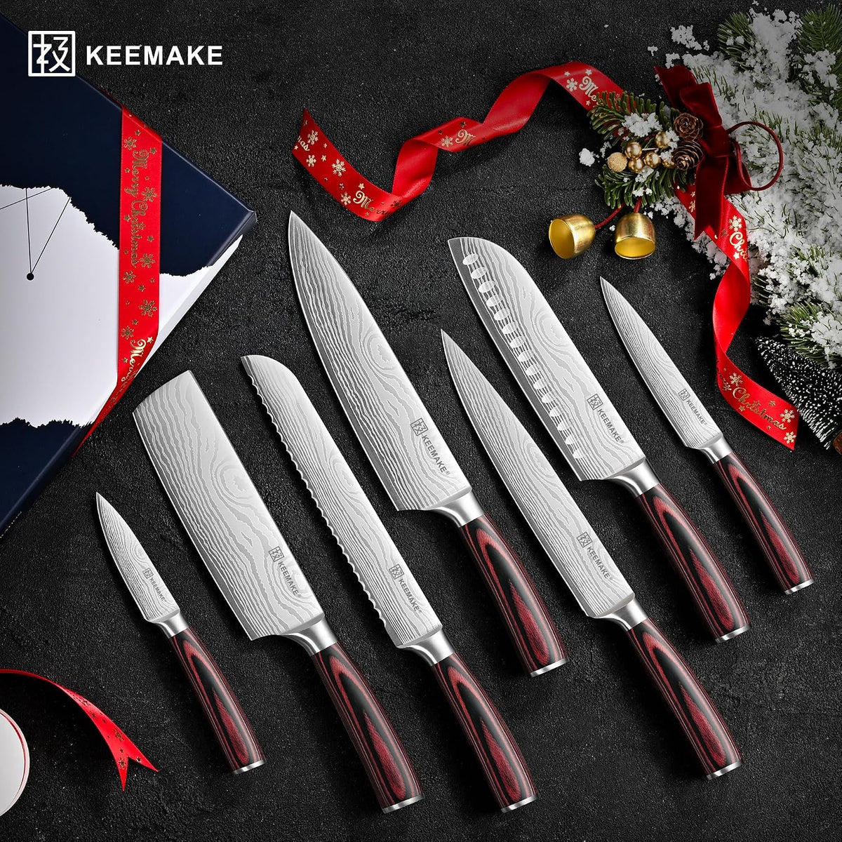 KEEMAKE - Juego de cuchillos de cocina, juego de cuchillos de chef...