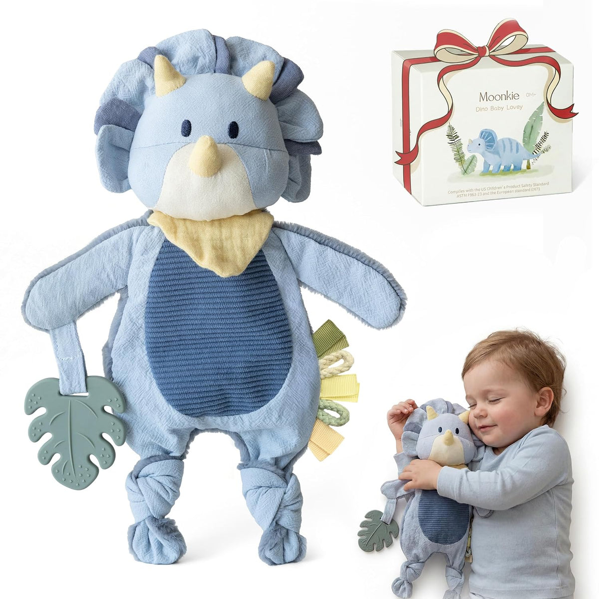 Moonkie Baby Lovey con mordedor de silicona, manta de seguridad de...