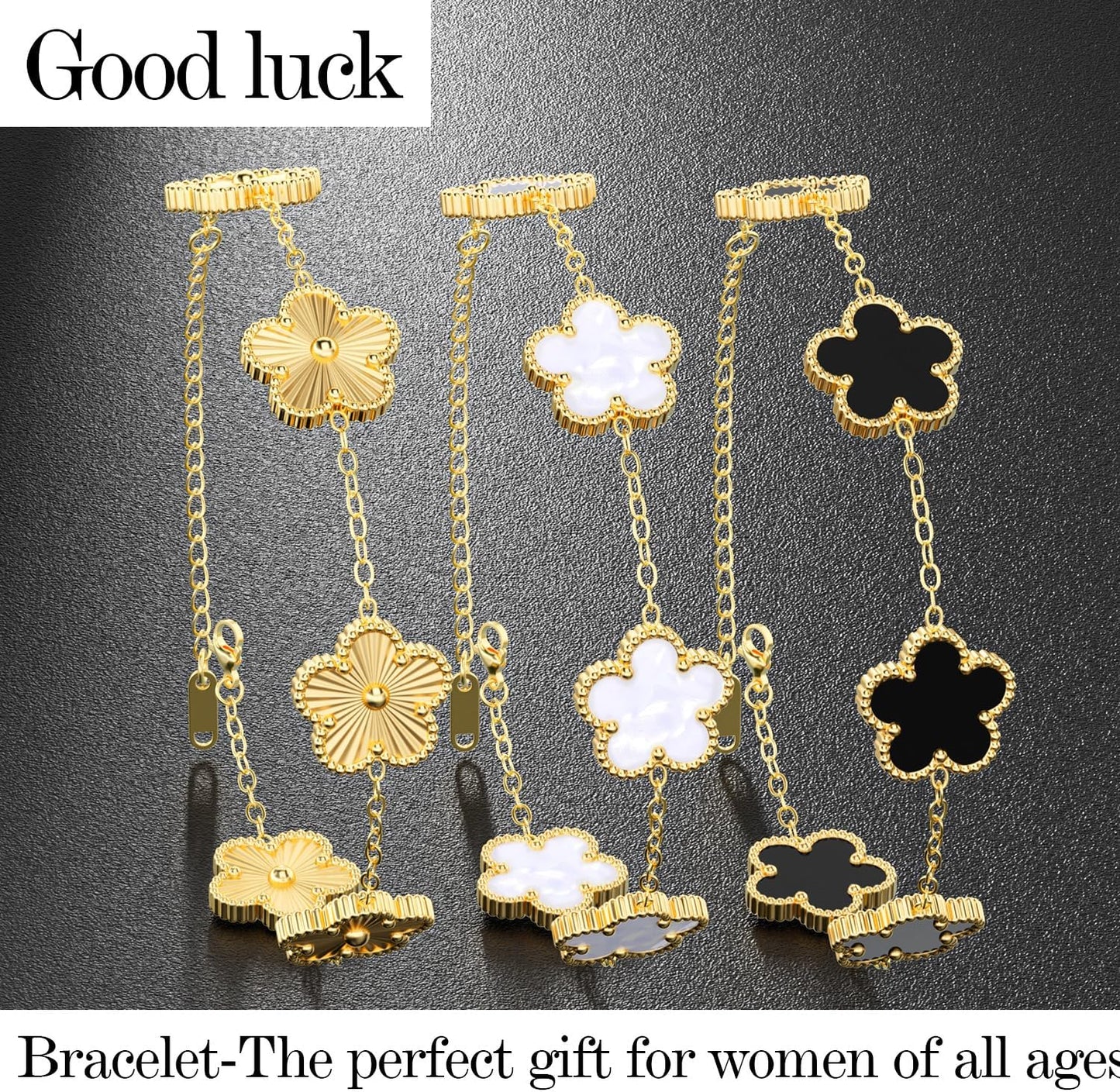 AICase Juego de Pulseras Chapadas en Oro de 18 Quilates con Diseño...