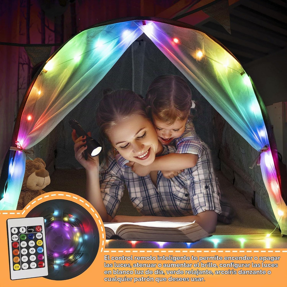 ANC POP Tienda de Cama para Niños con Tira de Luces LED, Tienda de...