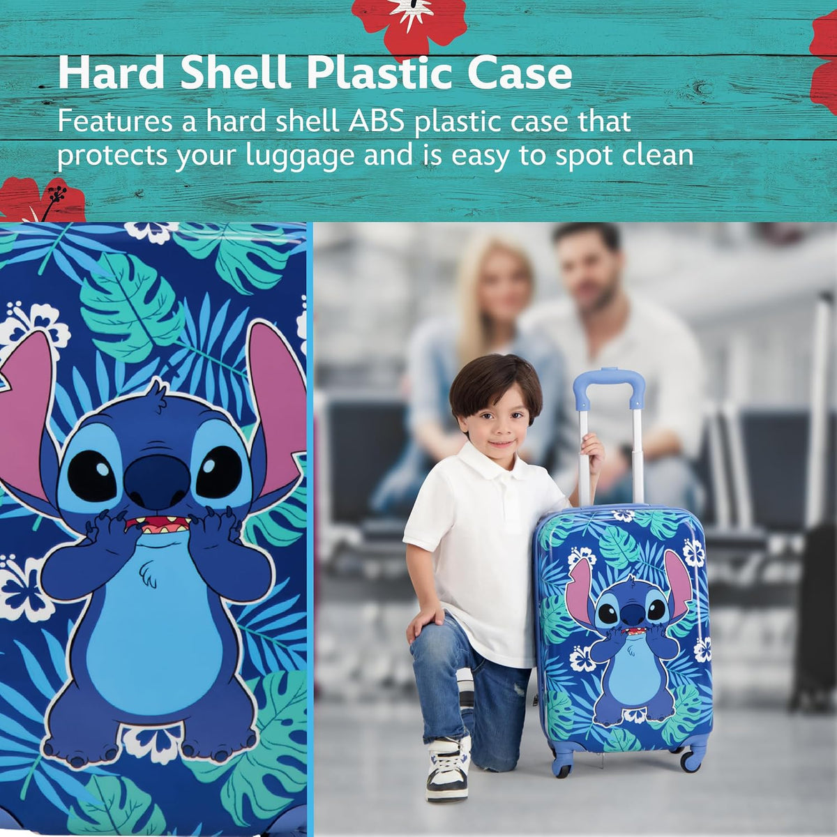 FUL Disney Stitch - Equipaje de mano para niños, 21 pulgadas, color...