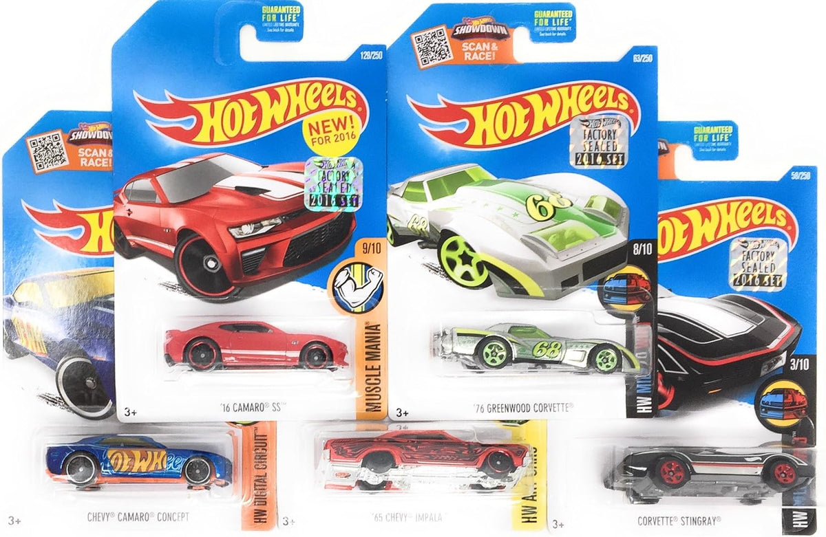 Hot Wheels Muscle Car Madness - Juego de 5 unidades de fundición al...