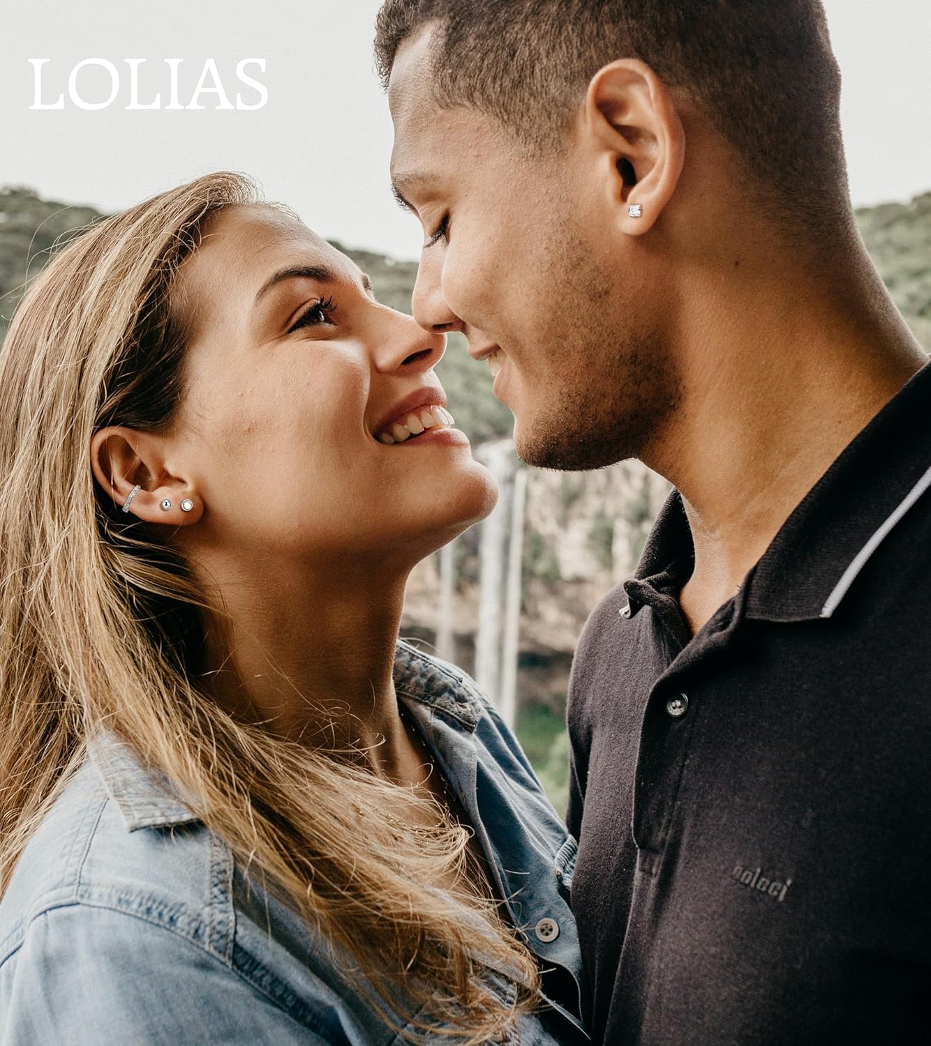 LOLIAS Aretes hipoalergénicos de espalda plana para mujer - Aretes...