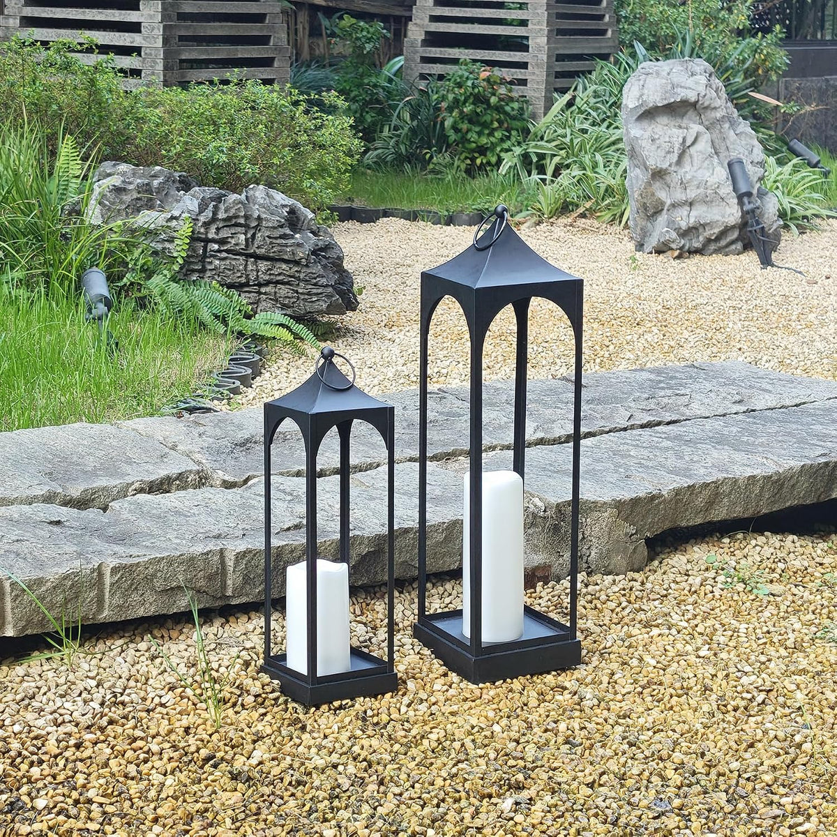DECORKEY Faroles LED decorativos para exteriores e interiores, jueg...