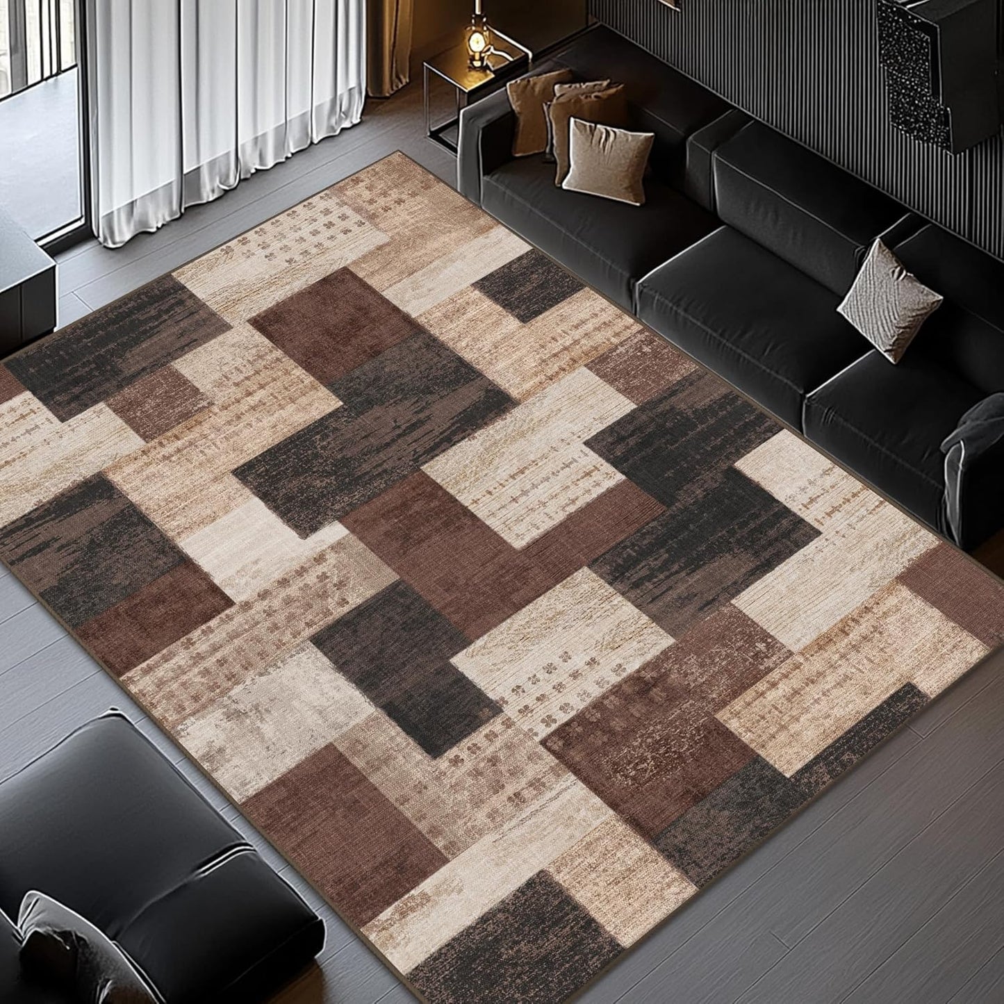 QDUIDU Alfombra moderna de retazos geométricos para interiores para...
