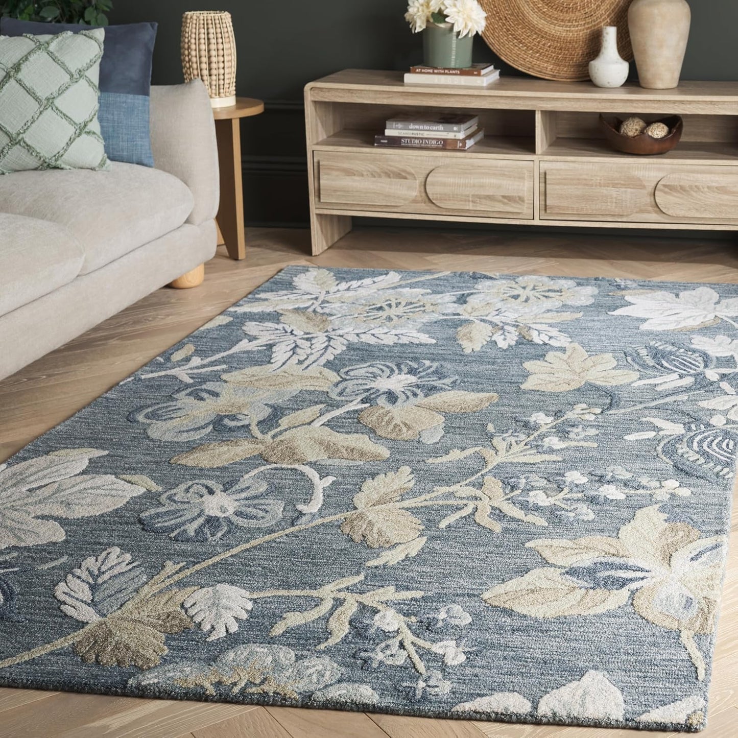 SAFAVIEH Alfombra de área de 4 x 6 pulgadas, colección Jardin, azul...