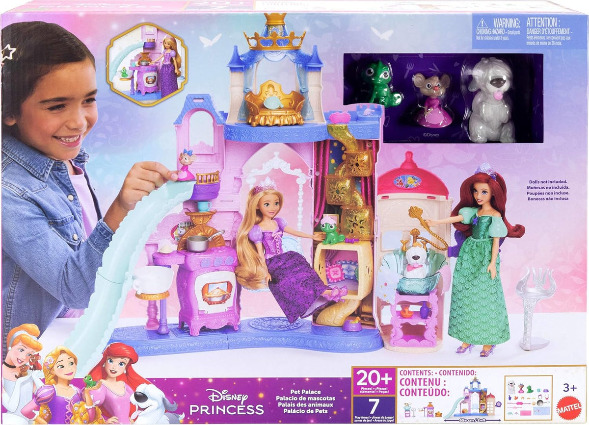 Mattel Set de juego de castillo de mascotas de princesas Disney con...