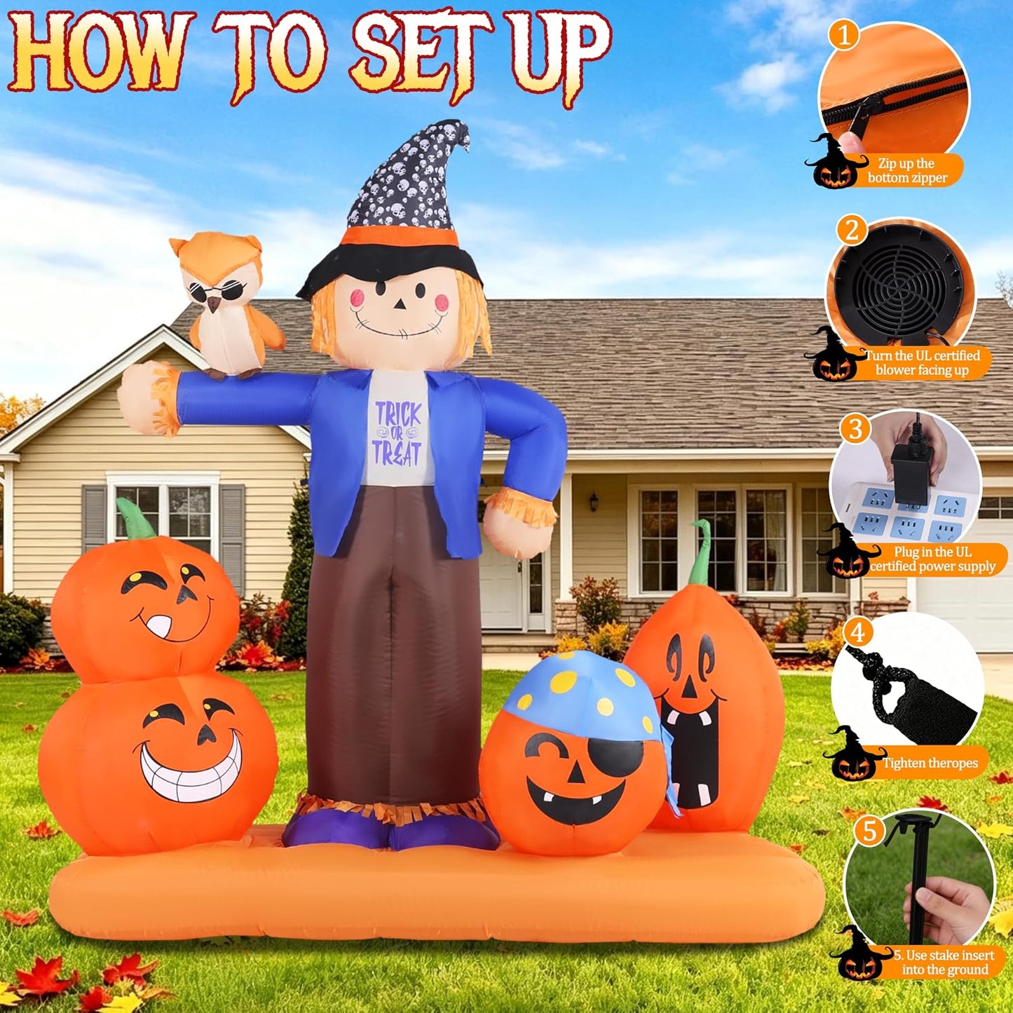 GIFTFIND Decoraciones inflables de Halloween de 7.22 pies para exte...