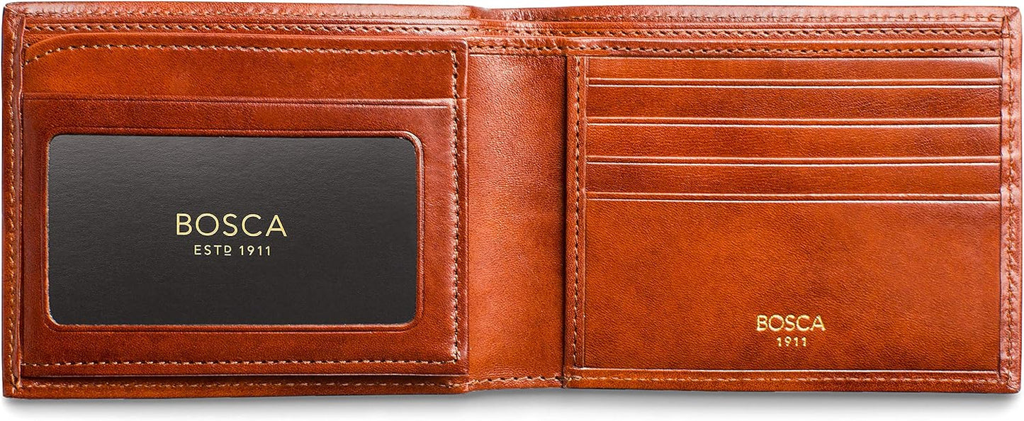 Bosca Bifold para hombre con tarjeta\/solapa de identificación, Ámbar