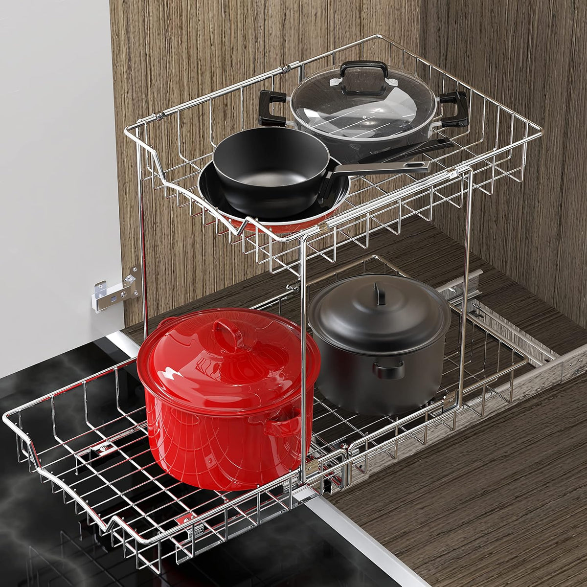 Simple Houseware Estante deslizante extraíble de 2 niveles (L+L) pa...