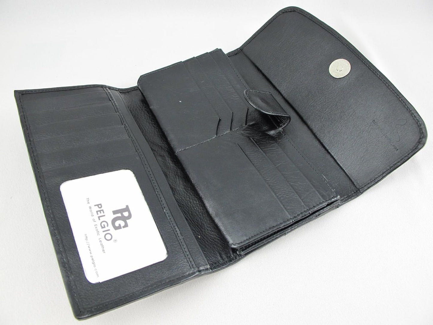 Pelgio Cartera de embrague triple de piel de serpiente de pitón aut...