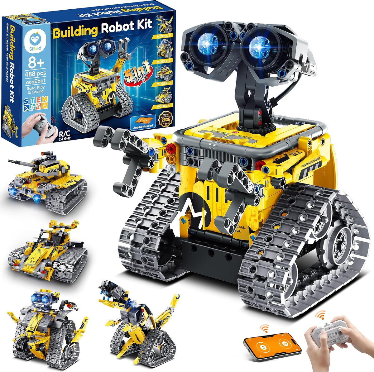 Sillbird Kit de construcción de robot STEM con control remoto, rega...