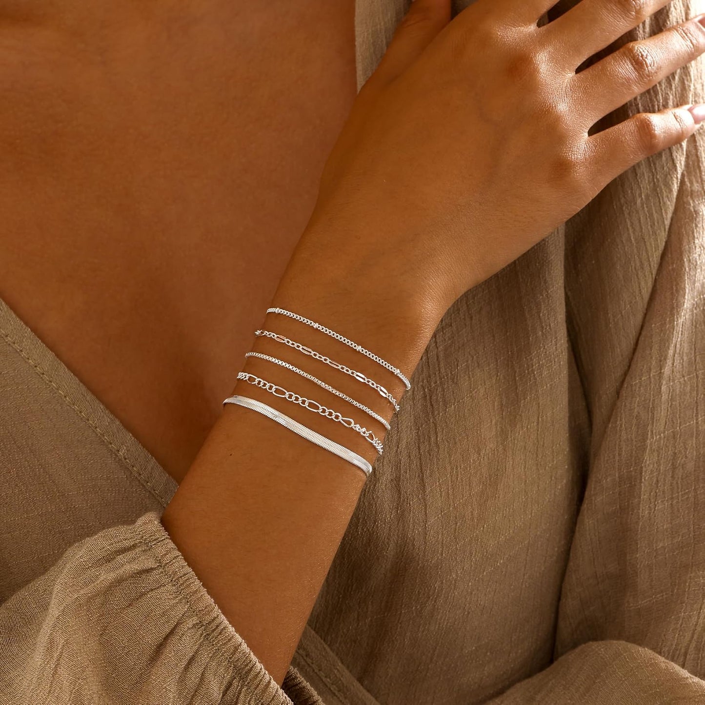 Pulseras de oro simples y delicadas para mujer, juego de pulseras d...