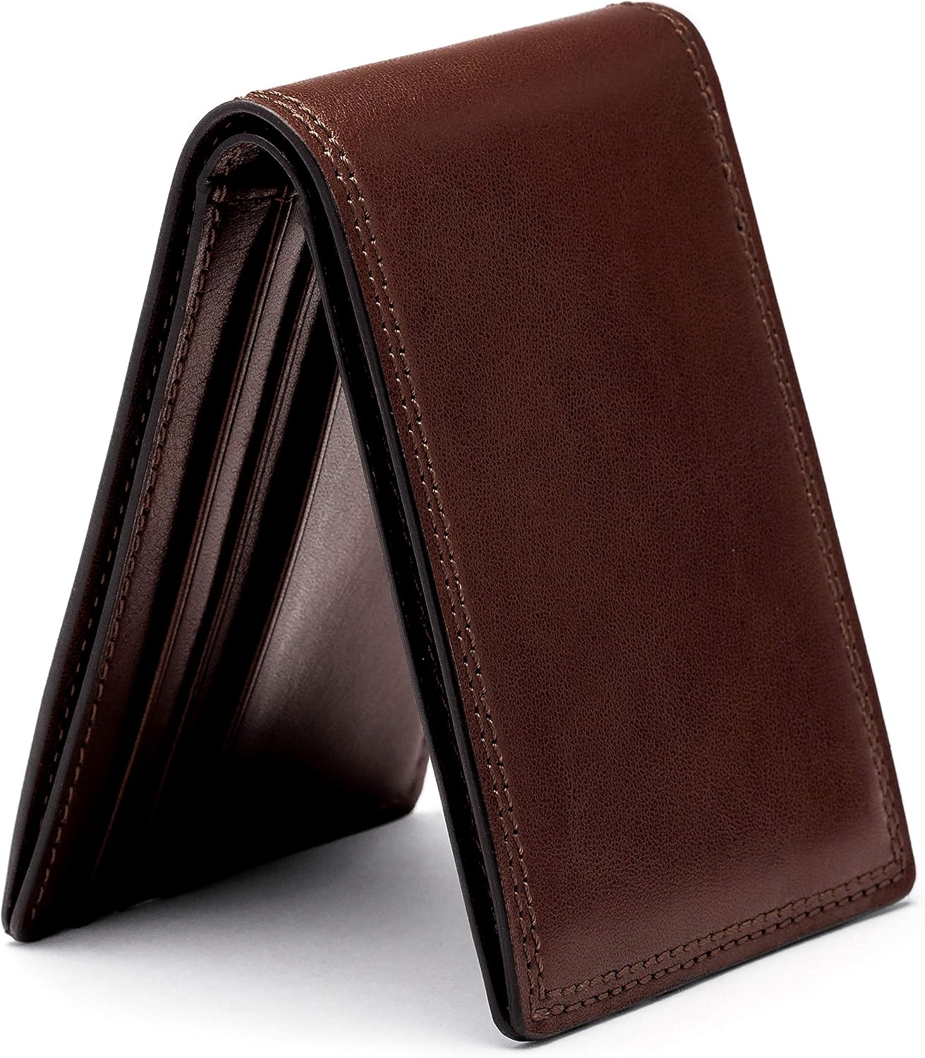 Bosca Billetera pequeña de cuero plegable para hombre, Marrón oscur...