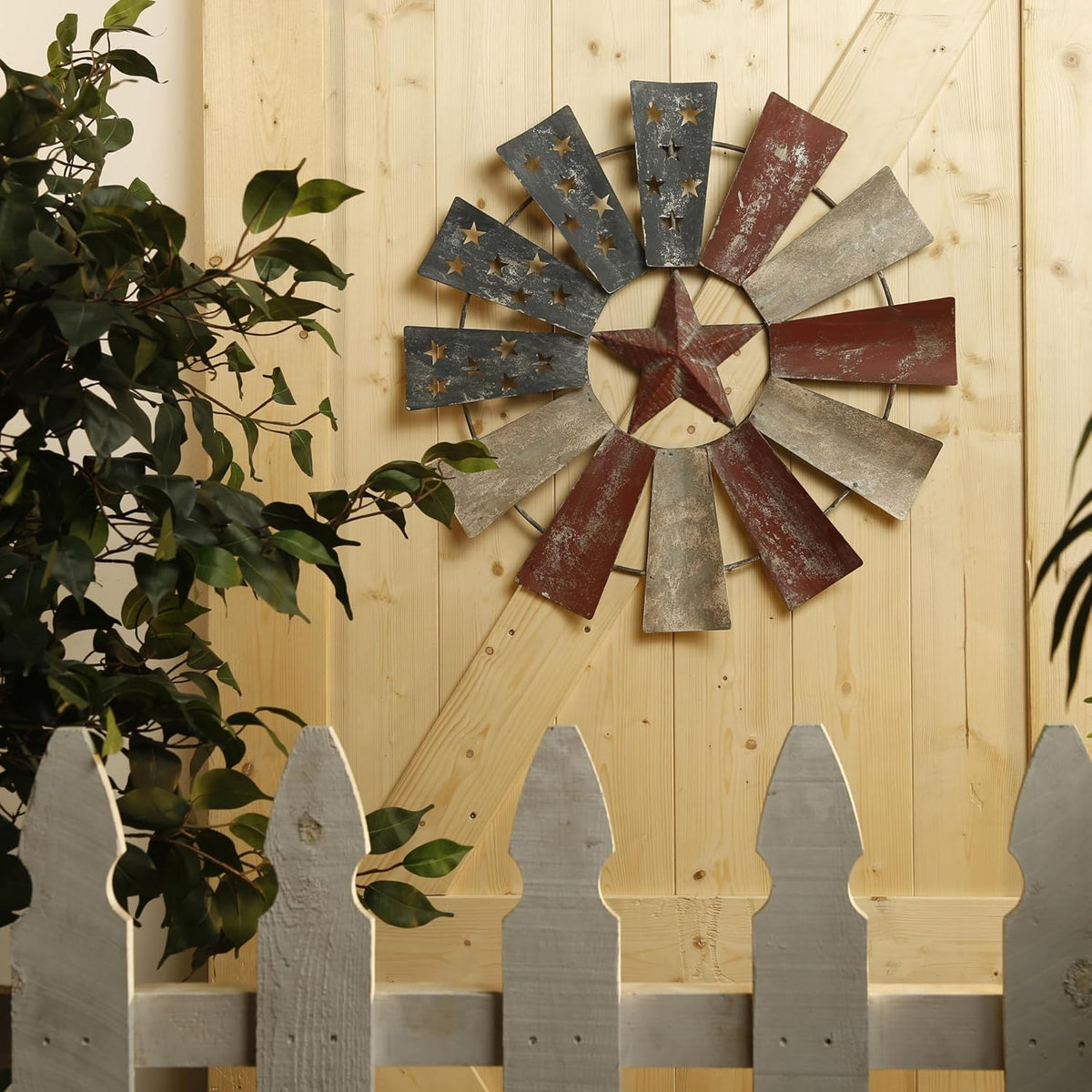 Alpine Corporation Arte Decorativo de Pared de Molino de Viento Pat...