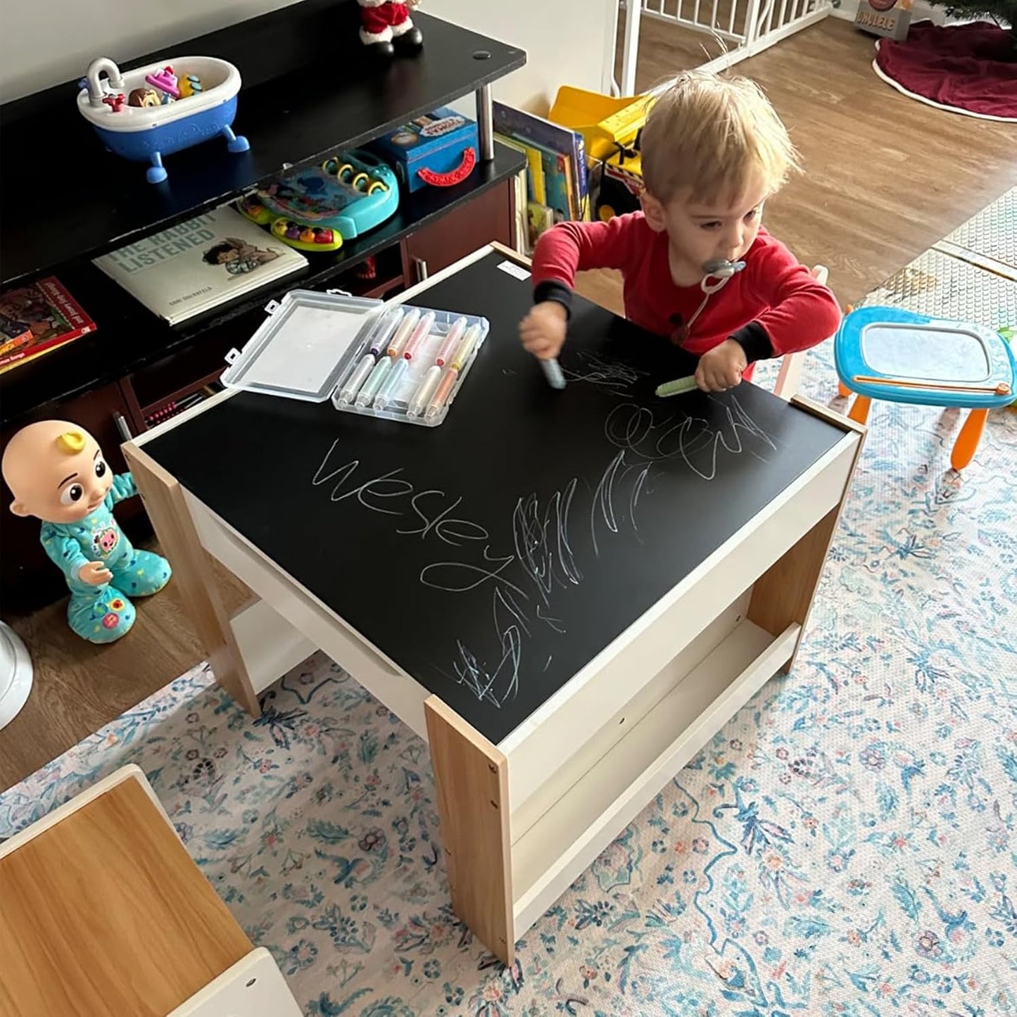 Asweets - Juego de mesa y silla para niños, escritorio infantil 4 e...