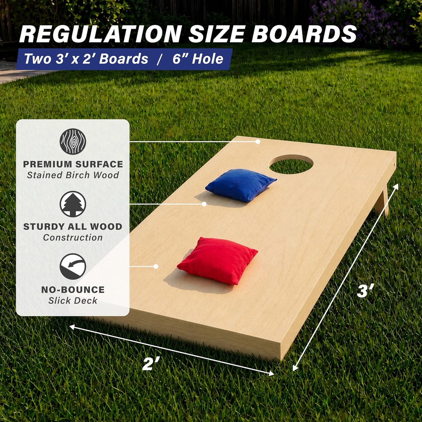 GoSports - Juegos de Cornhole de madera maciza de primera calidad -...