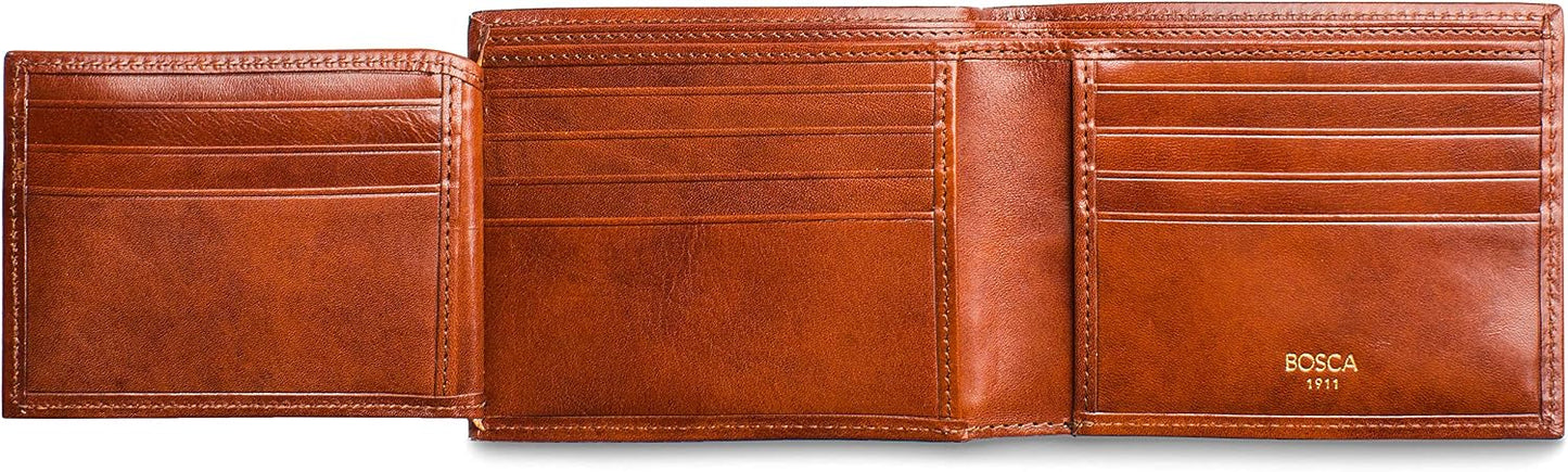 Bosca Bifold para hombre con tarjeta\/solapa de identificación, Ámbar